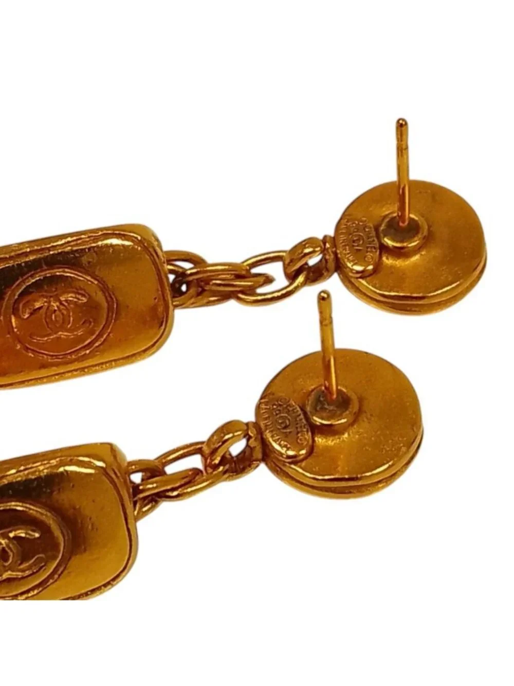 Chanel Vintage Gripoix Swing Earrings Gold Plated
